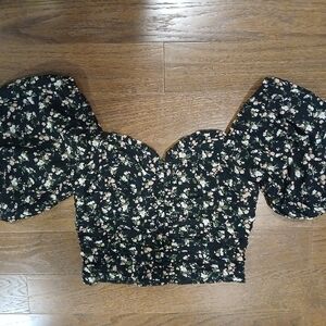 Altar'd State Black Floral Blouse